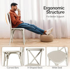 VINGLI Plastic Outdoor Dining Chairs Set of 4, Stackable Patio Cream White - Image 7