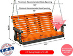 Poly Lumber Wood 4FT Porch Swing Amish Craftsmandship Made in USA HDPE - Image 2