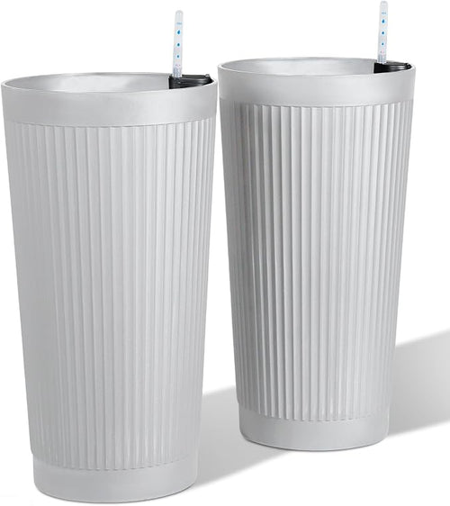 24” Tall Outdoor Planters Set of 2, Self Watering Flower Pots White Planters by PolarcoForgeco