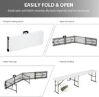 6ft Plastic Folding Bench with Carrying Handle & Lock, Portable Outdoor Bench - Image 6