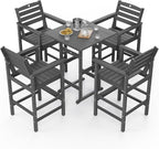 Patio Bar Table, Adirondack Chairs and Table 5 Pieces Set, Bar Height Chairs - Image 8