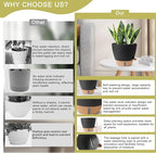 Plant Pots, 12/10/9/8/ Inch Large Plastic Self Watering Flower Pots Indoor - Image 6
