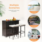 Wicker Patio Furniture 3 Piece Patio Bar Table Set Chairs Wicker Outdoor Rattan - Image 6