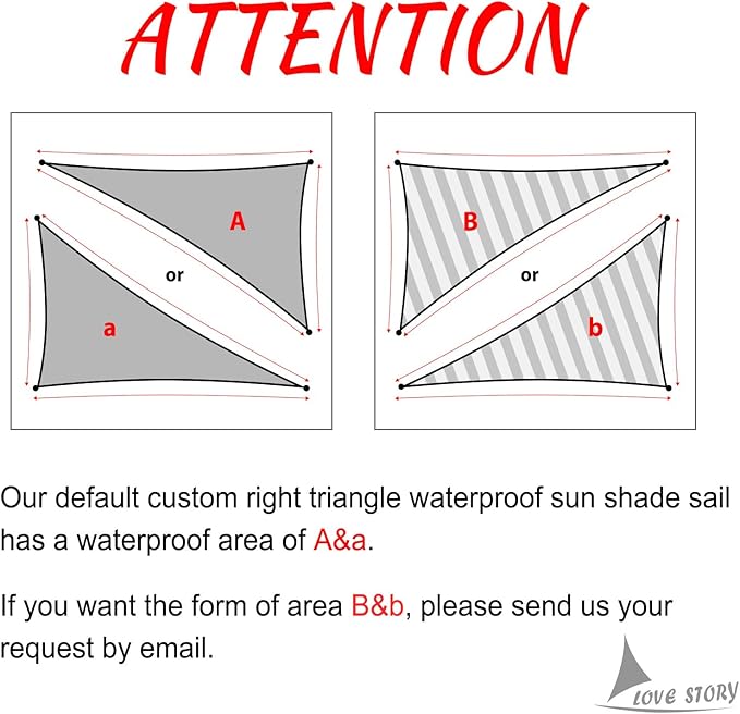 LOVE STORY Right Triangle 12'x18'x21.6' Waterproof Sun Shade Sail Canopy UV - Image 2