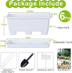 Window Box Planter 6 Packs, 13.8 Inches Rectangle Flower Pots - Image 6