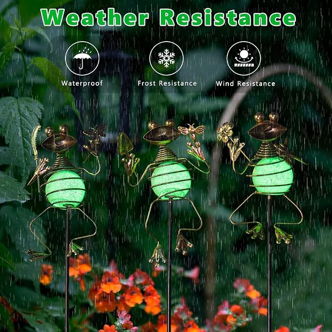 3 Pack Decorative Garden Stakes, Frog Waterproof Metal Spring Decor, Outdoor - Image 5