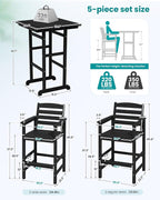 SERWALL 5-Piece Adirondack Bar Chairs Set, HDPE Adirondack Barstools - Image 4