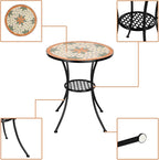 VINGLI Garden Patio Mosaic Table, Outdoor Bistro, 23.6" Round End Table - Image 4