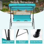 Porch Swing Outdoor, 3 Person Patio Swing w/Removable Cushion, Stand & - Image 5