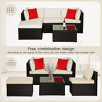 5 Pieces Patio Furniture Sets Outdoor Furniture Patio Sofa Wicker Sectional - Image 3