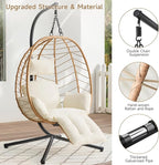 ONBRILL Hanging Egg Chair with Adjustable Footrest & Stand, Wicker Rattan Swing - Image 7