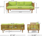Merax Outdoor Acacia Wood Conversation Set, 3-Seat Loveseat Sofa w/Coushion and - Image 4