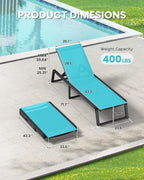 Aluminum Chaise Lounge Outdoor Set of 2, Foldable & Assembly Free Patio Pool - Image 2