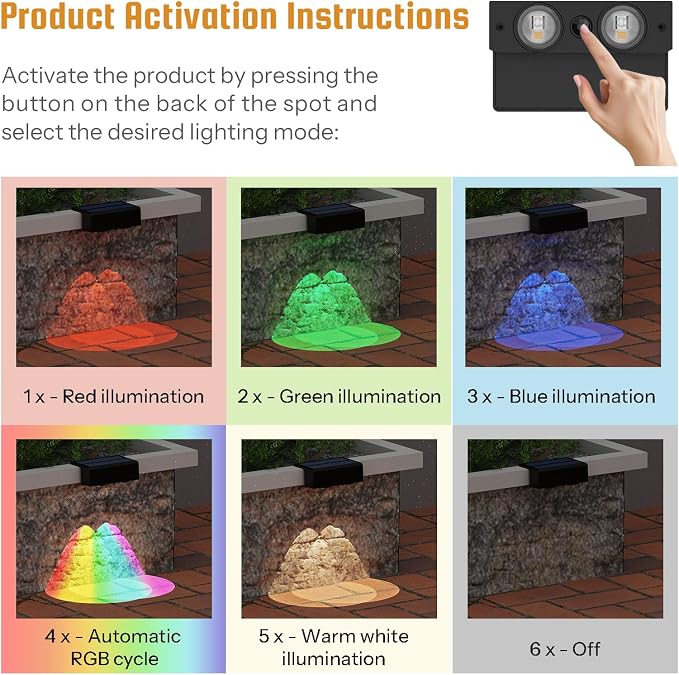 8-Pack Multi-Color Solar Spotlights - Image 3
