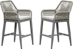 PURPLE LEAF Outdoor 24" Counter Height Bar Stools Chair Set of 2, All Weather by PURPLELEAF
