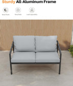 Outdoor Patio Loveseat, Never-Rust Aluminum Outdoor Loveseat Couch - Image 5