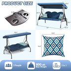 3 Seat Outdoor Porch Patio Swing - Image 7