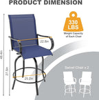 GarveeLife 4 Piece Outdoor Swivel Bar Chairs, Patio High Swivel Bar Stools - Image 2
