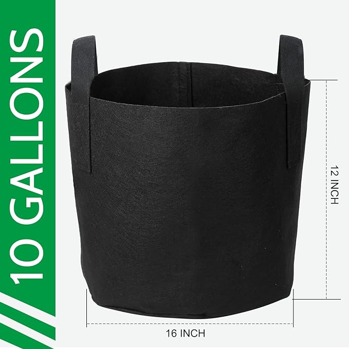 JERIA 12-Pack 10 Gallon Grow Bags, 300G Thickened Nonwoven Garden Pots - Image 2