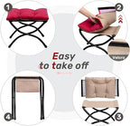 HollyHOME 15" Folding Footrest Stool, Upholstered Small Foldable Ottoman - Image 5