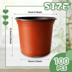 100 Pcs Plant Nursery Pots, 6 Inch Thicker Plastic Seedling Pots - Image 2