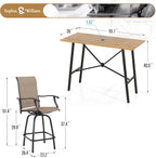 Sophia & William Outdoor Bar Set, Patio Bar Table and Chairs Set, Bar Height - Image 7