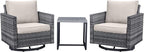 Belord Outdoor Bistro Set 3 Piece Wicker Swivel Rocker Patio Chairs, Oversize - Image 2