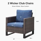 Belord Oversize Patio Chairs Set of 2 Outdoor Wicker Dining Chairs, All-Weather - Image 2