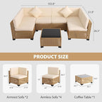 KIGOTY Patio Furniture Set, 7 Pieces Modular Outdoor Sectional Sofa, PE Rattan - Image 2