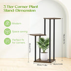 3 Tier Plant Stand Indoor Outdoor, Wood Metal Flower Shelf Pot Holder Clearance - Image 2