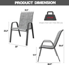 Patio Chairs Set of 4, Stackable Outdoor Dining Chairs - Image 7