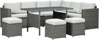 Outsunny 7 Piece Rattan Outdoor Patio Furniture Set, L-Shaped Sectional Sofa by Outsunny
