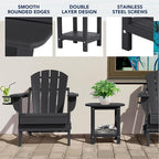 nalone Adirondack Side Table 16.5" Outdoor Side Table HDPE Plastic Double - Image 4