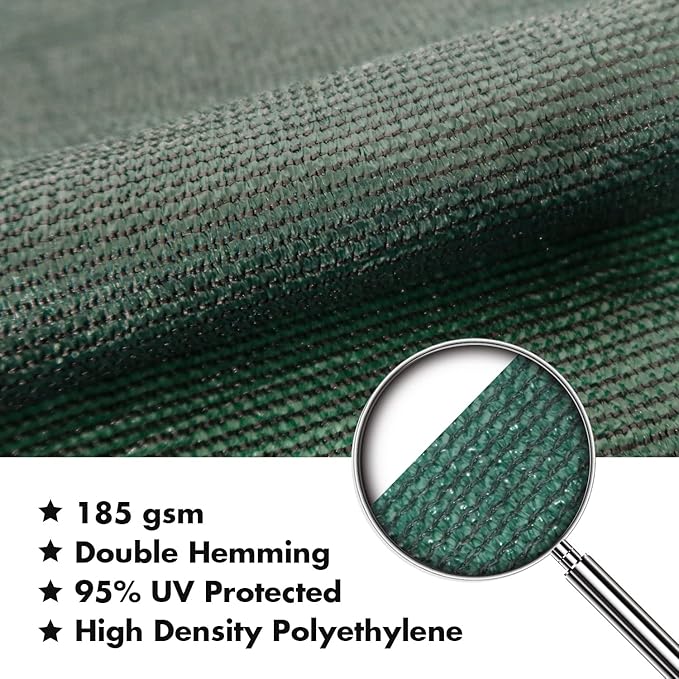 KANAGAWA 14'X15' Dark Green Custom Size Sun Shade Sail Rectangle UV Block - Image 4