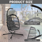 CHABATREE Egg Chair with Stand, Patio Rattan Wicker Hanging Swing Egg Chair - Image 4