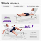 PURPLE LEAF Oversize Chaise Lounge Chair Outdoor 2 Pieces White Aluminum Lounge - Image 6