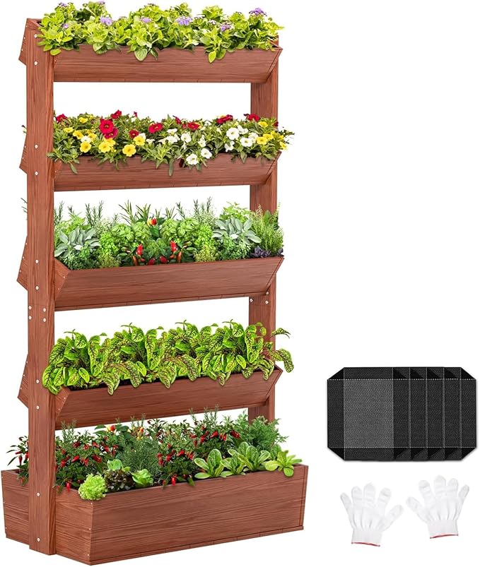 Wooden Vertical Raised Garden Bed, 5 Tier Garden Planters Raised Beds by UrGROWA