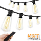 Brightever 180FT LED Outdoor String Lights, Dimmable Patio Lights by Brightever