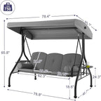 HOMREST 3 Seat Outdoor Porch Swing - Image 6