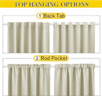 NICETOWN 2 Panels Outdoor Curtains Waterproof Pocket & Back Tab on Top & Bottom - Image 3