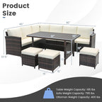 Tangkula 7 Pieces Wicker Patio Furniture Set, Rattan Sofa - Image 4