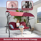 800LBS Patio Swing with Canopy 3 Seat Outdoor Porch Swing with Stand w/Cup - Image 5