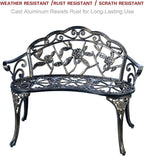 Patio Balcony Bench Double Seat, Anti-Rust Cast Aluminum Patio Garden Bench - Image 4