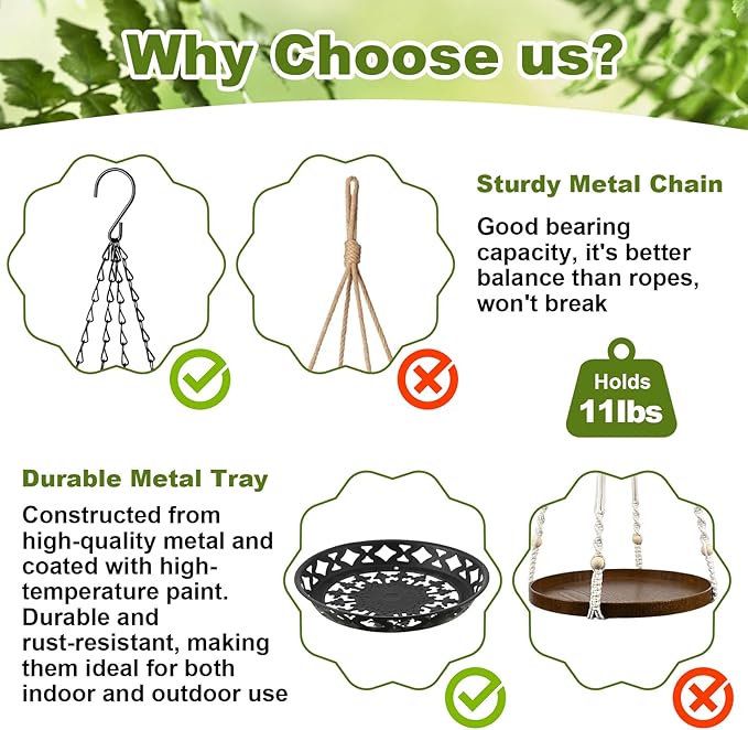 Enhon 4 Pack Plant Hanger, 12 Inch Metal Hanging Planter - Image 3