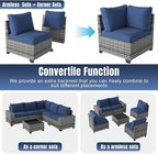 Aoxun 6 Pieces Patio Furniture Set Wicker Rattan Outdoor Sectional Conversation - Image 5