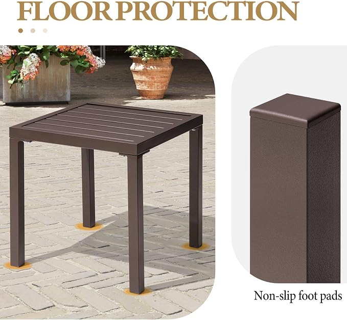 Crestlive Products Outdoor Side Table, Small Square Metal End Table Easy - Image 5
