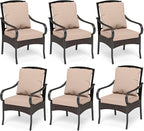 PHI VILLA Patio Chairs Set of 6, Heavy Duty Outdoor Metal Wicker Dining Chair by PHIVILLAThepioneerofcomfortablehouseholdsupplies