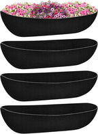 Riare 4 Pack 24 Inch Black Felt Window Box Liners- Fabric Trough Planter Basket by Riare