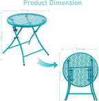 TeoKJ Folding Outdoor Side Tables, Anti Rust Small Patio Table Round Metal - Image 3