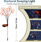 Solar Garden Lights 2 Pack Waterproof Swaying Starburst Light Solar Outdoor - Image 2